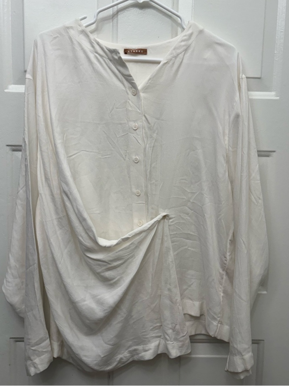 Lightweight Cream Button-Front Women's Blouse